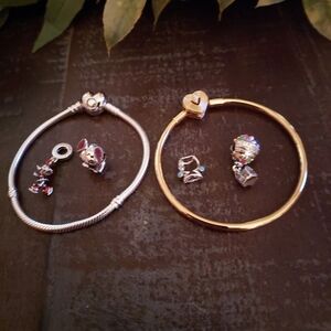 Chic Silver and Gold Heart Charm Bracelets